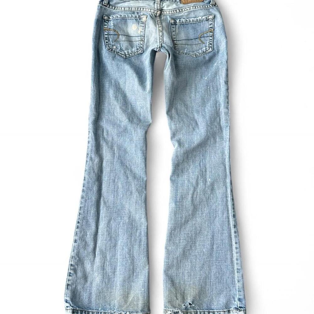 Vintage American Eagle Distressed Hipster Low Rise Flare Jeans – Size 0 Short - Picture 3 of 8